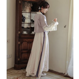 「艾璃」汉服女中国风齐腰刺绣仙女裙汉元素学生古风日常三件套装