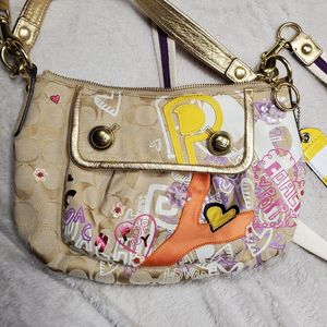 coach poppy正品蔻驰中古秋千包字母涂鸦欧美单肩腋下斜挎包15040