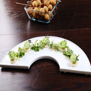 大董意境菜酒店餐具新款中式菜盘彩虹扇形招牌菜凉菜分子料理盘子