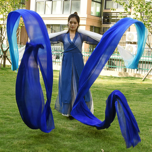 李玉刚敦煌飞天舞长绸缎儿童舞蹈彩绸真丝渐变彩带丝带水袖舞飘带