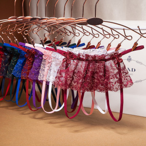 万花局蕾丝摇摆裙内裤女开裆免脱性感低腰诱惑透视透明情趣丁字裤