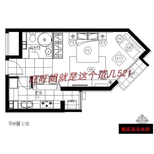 现代风格一室一厅装修cad图纸室内设计装潢施工装修图纸