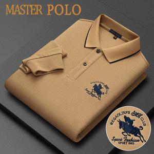 美国保罗马标polo衫秋季商务中青年男士刺绣t恤翻领高端长袖体恤