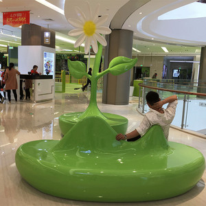 玻璃钢休闲椅创意太阳花装饰摆件坐凳商场美陈时尚简约休息座椅
