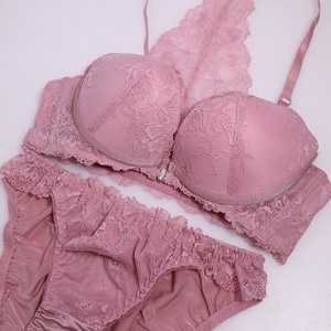 q-a5外贸日系sane*家 皮粉色全蕾丝 前扣少女 文胸套装65bc70bd75