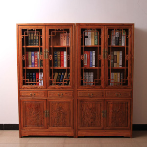新中式实木书柜自由组合书架多功能办公室明清仿古家具书房置物架