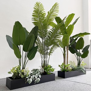 仿真绿植盆栽堆景花槽造景隔断落地绿植盆景室内门店橱窗装饰花箱