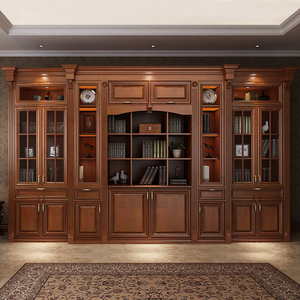 全屋定制实木书柜美式欧式现代简约展示柜客厅书房到顶整体家具