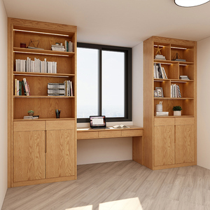 全屋定制北欧日式阳台飘窗柜书桌书柜一体储物柜收纳柜榻榻米柜子