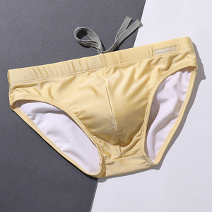 泳裤男防尴尬带护垫款成人男士三角泳裤有系绳海边戏水显大游泳裤