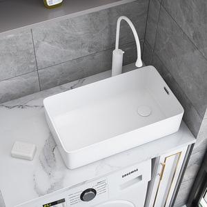 家用阳台陶瓷台上盆洗手盆洗脸池洗衣机左右侧边后排水洗漱台单盆