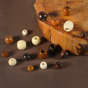 50颗装木珠子咖啡色串珠散珠子服装工艺品辅料配件diy木珠佛珠