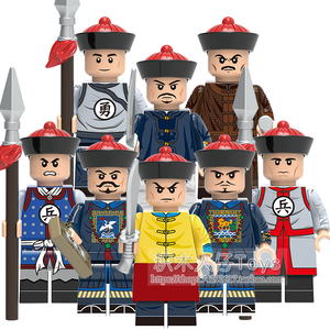 兼容乐高清朝积木人仔古代锦衣刀侍卫文武官八旗兵拼装玩具x0329