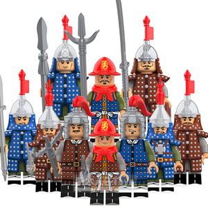 乐高古代明朝士兵积木人仔大明神机营长枪兵铠甲拼装玩具kt1091