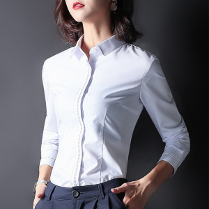 白衬衫女职业夏季长袖衬衣ol大码高档修身商务气质正装气质工作服