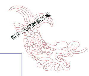 鱼龙鳌龙单线墓碑石雕线雕龙鱼plt线条龙头鱼身鱼化龙精雕图雕刻