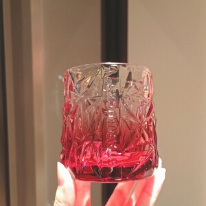 星巴克杯子300ml复古渐变红切面玻璃杯钻石纹典雅咖啡杯喝水茶杯