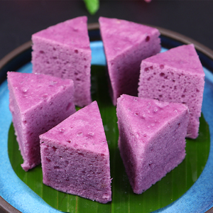 广式紫薯马拉糕速食早餐三角形发糕蒸米糕松糕速冻半成品220g10块