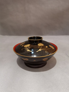 日本回流进口舶来品日式金莳绘树脂大漆漆器盖碗漆碗漆杯年代物品
