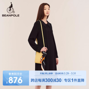 BEANPOLE滨波 春秋女士甜美蕾丝双领柔软中长连衣裙气质学院风