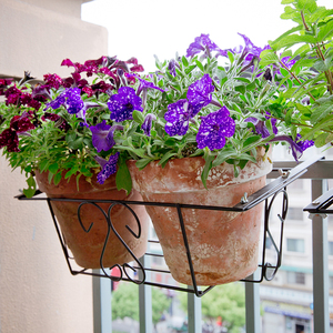 圆筋喷塑挂篮阳台栏杆庭院栅栏篱笆花篮可调节伸缩壁花盆套架包邮