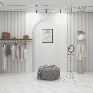 3d简约北欧风拱门造型墙纸美容院服装店网红女装直播间背景墙壁纸