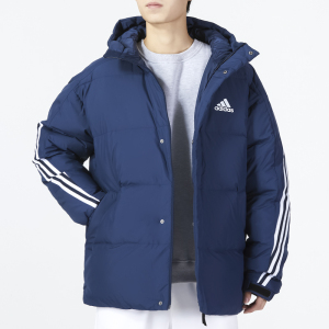 adidas阿迪达斯羽绒服外套男装运动服蓝色保暖连帽宽松夹克h20756