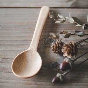 日式榉木汤勺 无漆手工木勺 调羹实木吃饭勺家用搅拌原木汤匙勺子