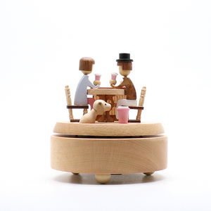 jeancard木质音乐盒旋转八音盒生日结婚周年创意礼物送女生女友