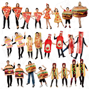 万圣节大人儿童搞笑cosplay食物汉堡热狗披萨五花肉方便面人偶服