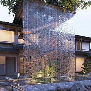 拉线水帘售楼部喷泉景观餐厅装饰水幕墙流水系造景瀑布光纤数字