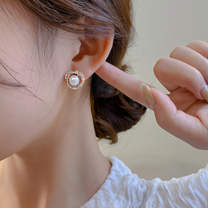 梦祥银925纯银针大珍珠耳钉女秋冬小众2021年新款潮耳环气质高级