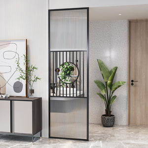 北欧客厅入户长虹玻璃铁艺屏风洗手台不锈钢轻奢玄关遮挡隔断假墙