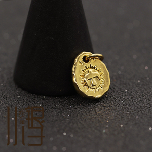 8k合金吊坠 不死鸟图腾金色吊牌挂坠古玩搭配diy男士编绳手串配件