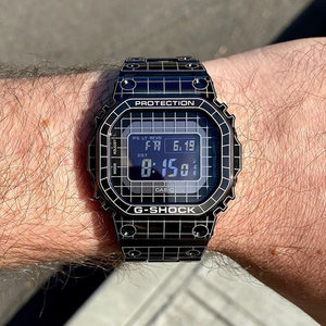 casio卡西欧手表男g-shock镭射雕刻网格复刻方块男表gmw-b5000cs