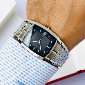 citizen eco drive bm6550-58e西铁城手表光动能方形钢带石英男表
