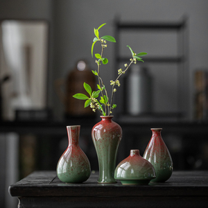 草木祠 中式禅意小花瓶陶瓷日式功夫茶具茶道花器水培创意花道具