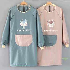 打扫卫生穿的衣服长袖大人罩衣女新款外穿防水防油厨房做饭倒穿衣