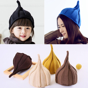 春秋冬时尚女针织帽坐月子帽子尖尖螺旋帽亲子奶嘴帽产后用品帽子