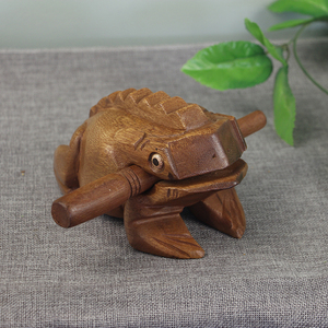 泰国招财蛙木蛤蟆蟾蜍木鱼木质木雕刻发声木青蛙金蟾摆件木蛙木鱼