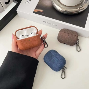 牛仔布适用苹果airpodspro2保护套纯色airpods3蓝牙耳机二代保护壳pro三aripods软胶airpod挂件ipods盒子简约