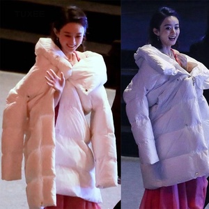 正品tuxee赵丽颖明星同款羽绒服女中长款2020新款大领子保暖加厚