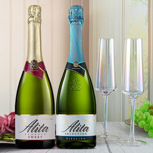 小皮老师推荐 立陶宛原瓶进口艾莉塔雷司令干白甜高泡起泡酒2瓶装