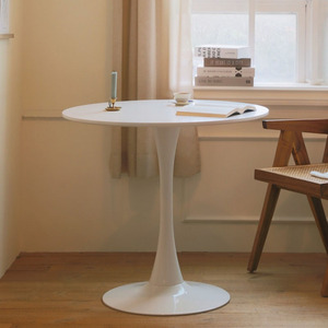 欧式简约现代ins郁金香小圆桌家用白色餐桌烤漆洽谈桌防水防刮