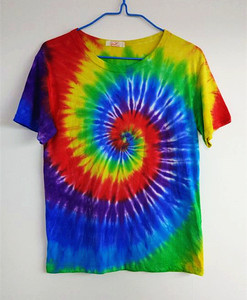 扎染t恤短袖 嬉皮滑板原宿风 亲子装 炫彩扎染加大码 螺旋