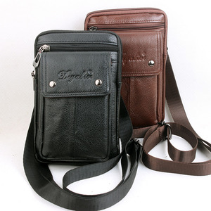 稻草人新款多功能真皮腰包男手机包穿皮带挂包单肩包6/7寸斜挎包