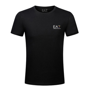 欧洲站夏季新款莫代尔冰丝男短袖t恤修身运动纯色圆领印花EA7体恤