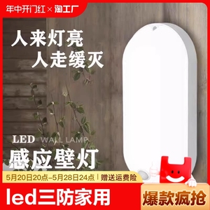 LED三防壁灯家用红外人体感应户外灯防水声控灯楼梯过道吸顶灯具