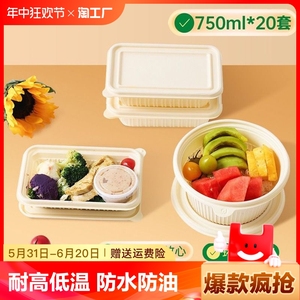 野餐可降解一次性餐盒玉米淀粉基外卖打包盒带盖便当盒碗长方形
