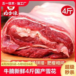 牛腩新鲜牛肉4斤国产黄牛肉雪花鲜切牛腩块家用生鲜牧场冷冻